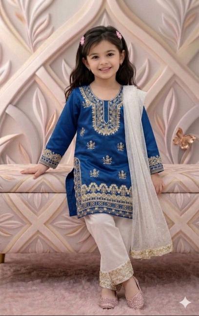 Trending Beautiful Embroidery RRK  005 FENDI SILK Wholesale children wear in India
